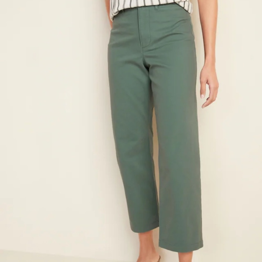 High rise wide leg army green pants